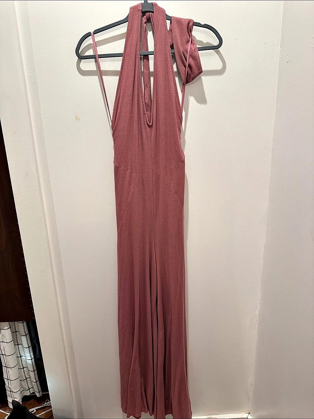 R.P. Beach Ribbed Maxi Romper in Pink Size Small